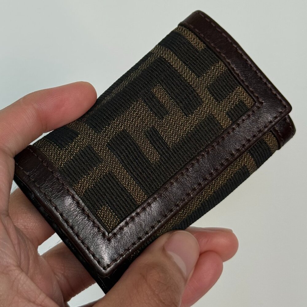 Fendi Brown and Black Monogram Compact Cosmetic Case
